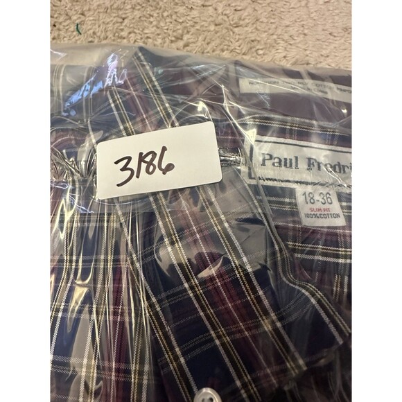 Paul Fredrick L/S Dress Shirt Slim Fit Two-Ply Cotton Multicolor Men’s 18 X 36 - Picture 10 of 10